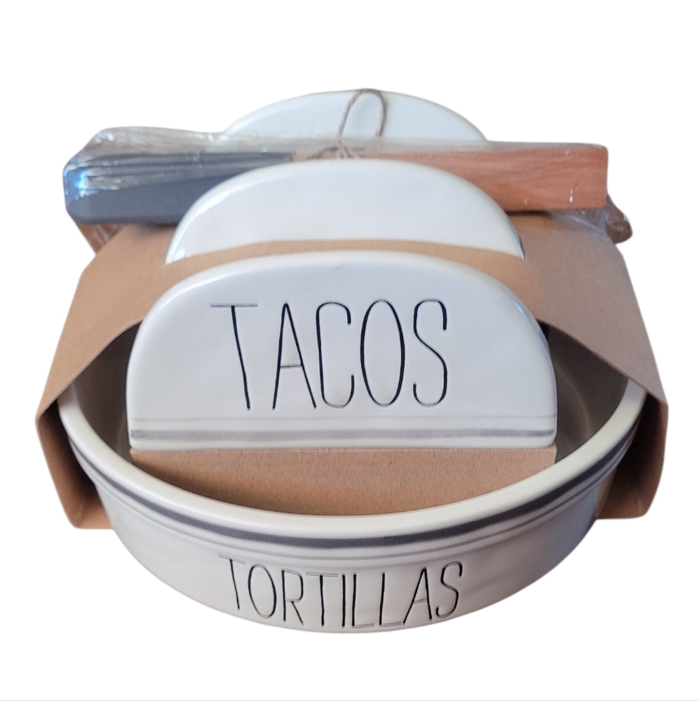 Mud Pie White Taco and Tortilla Serveware Set